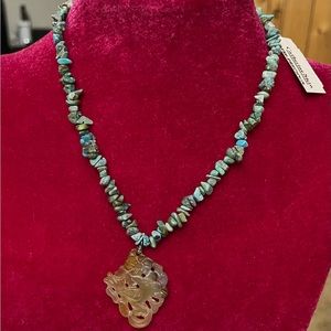 Catherine Stein necklace, Blue & brown stones with bird design, New with tag